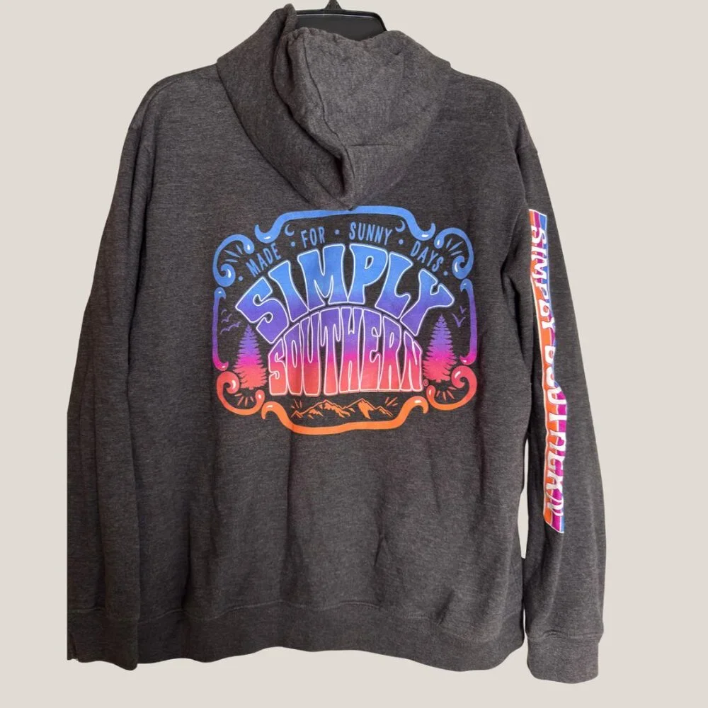 Unisex Simply Southern Grey Hoodie with Mountain Logo - Large - Picture 3 of 6
